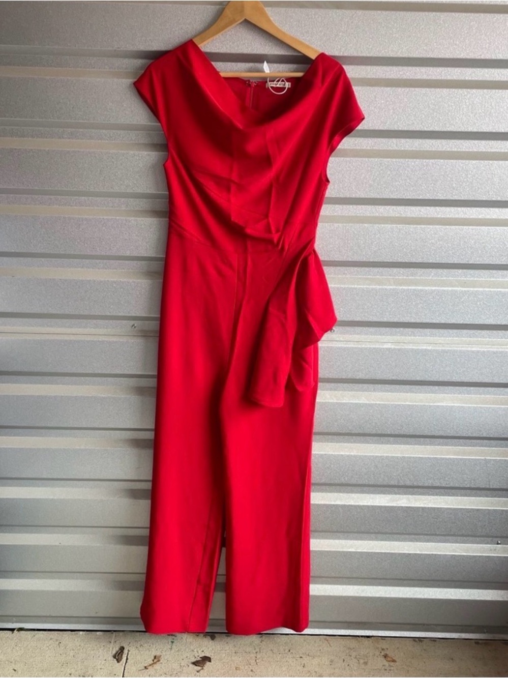 Fehaute NWT Ruched Cowl Neck Cap Sleeve Dressy Jumpsuit